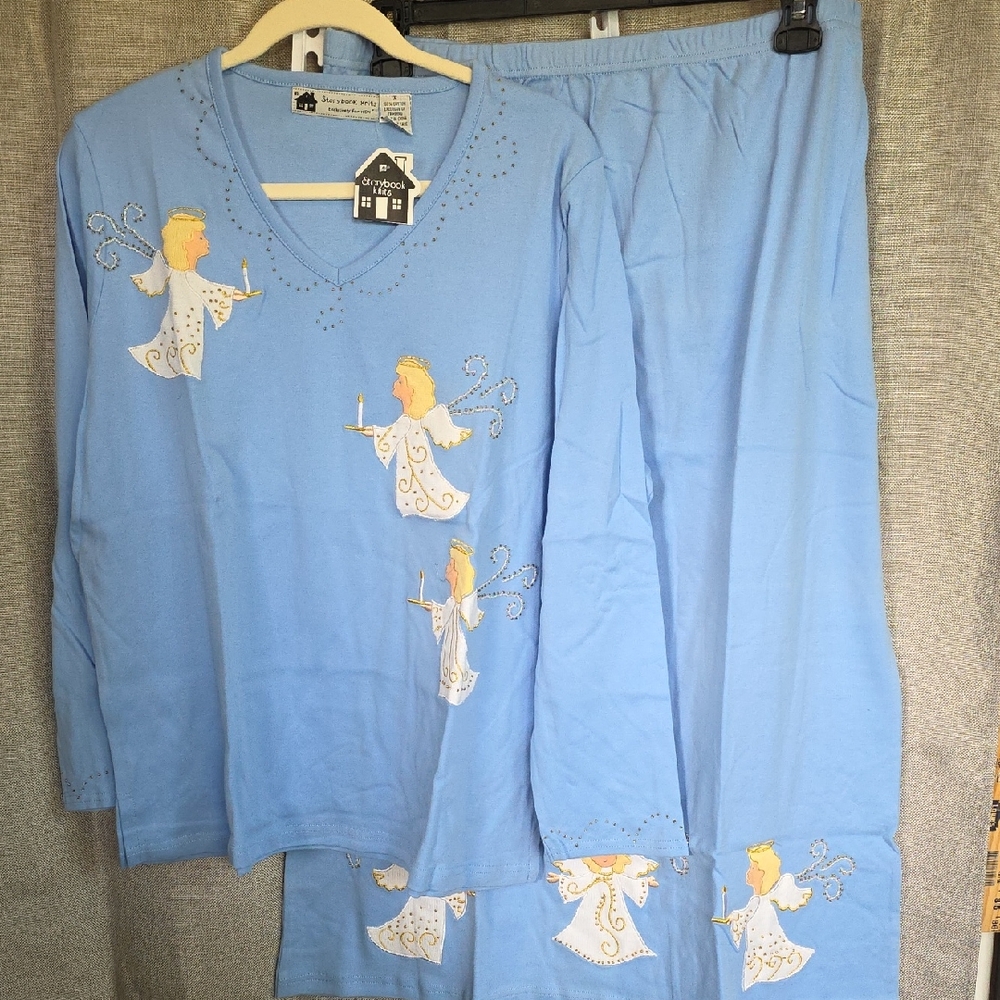 Storybook Knits Light Blue Angel Tshirt & Skirt Set Sz 1X